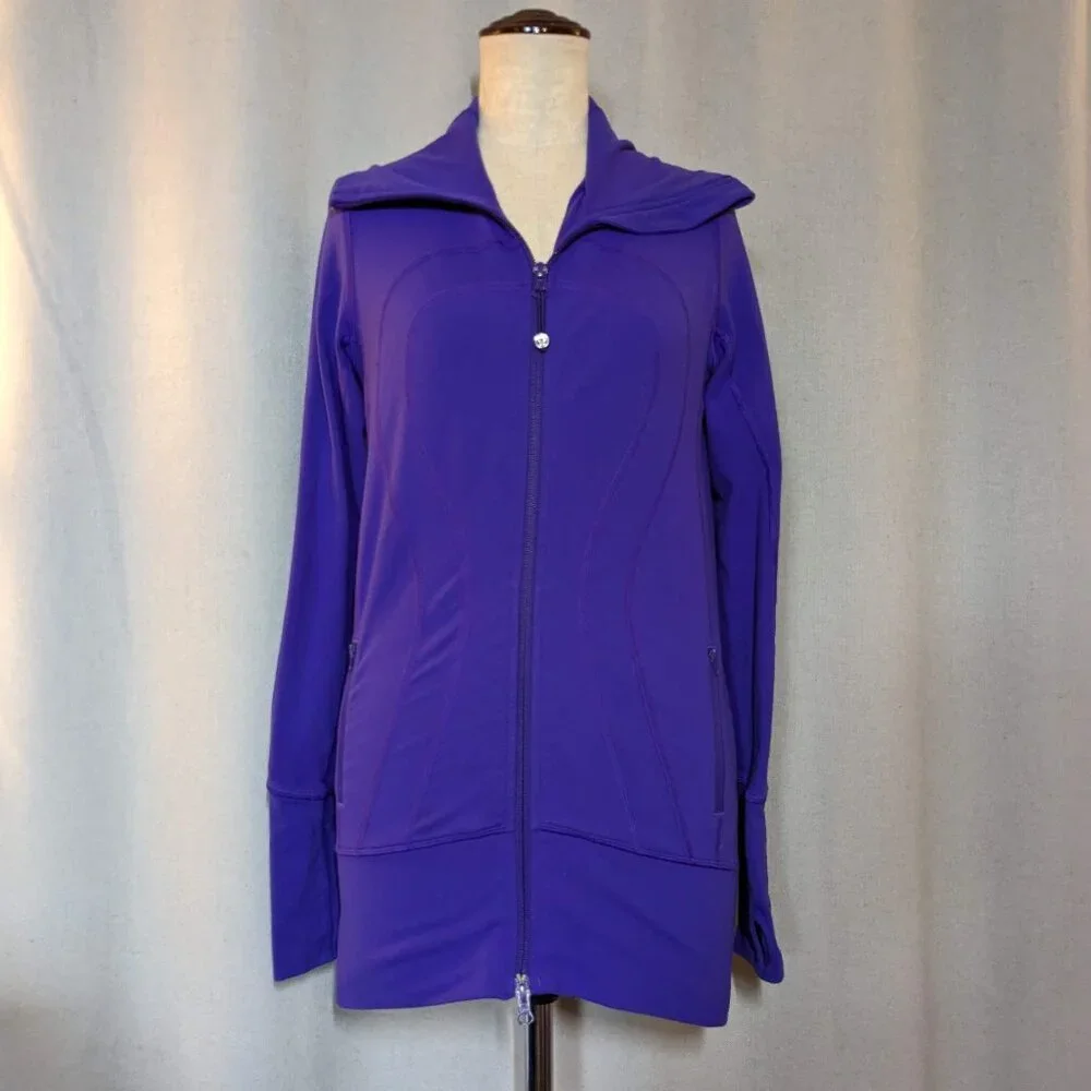 Lululemon Purple Jacket Asana Berry Full Zip Long Size 4 Define Jacket - Picture 2 of 8